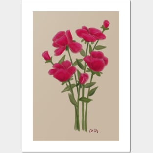 Pink Flower Bouquet Painting Posters and Art